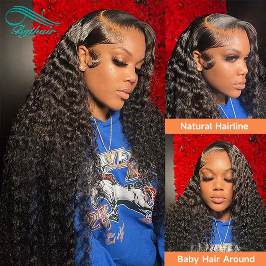 Brazilian Hair Deep Wave Glueless 13x4 13x6 Hd Transparent Lace Front Wig 100% Human Hair For Women