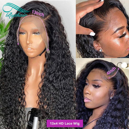 Curly Lace Front Human Hair Wigs for Black Women Pre Plucked 13x4 13x6 Hd Transparent Lace Frontal Wig