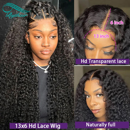 HD Transparent Deep Wave Frontal Wig 13x4/13x6 Curly Lace Front Human Hair Wigs For Women