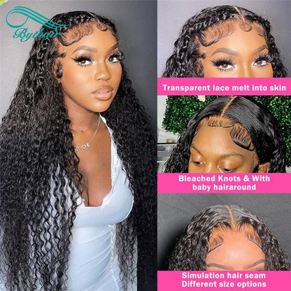 Kinky Curly Wig 13x4 13x6 HD Transparent Lace Front Wigs Human Hair Pre Plucked Glueless Lace Wig