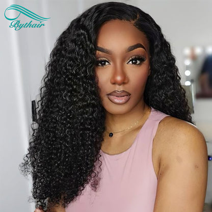 Kinky Curly Full Lace Wigs Human Hair HD Transparent Lace Human Hair Wigs For Black Women