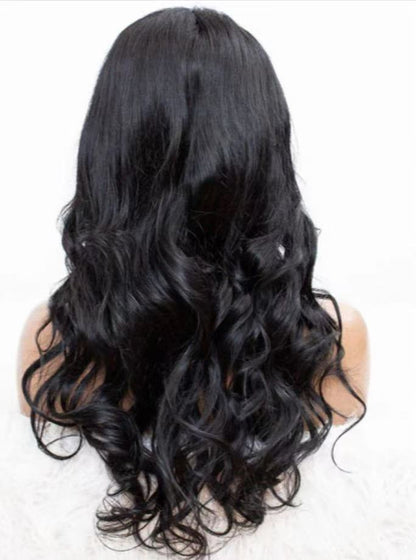 Wavy With Bangs Silk Top Lace Front Wigs Human Hair Silk Base Glueless 13x6 Lace Front Wig
