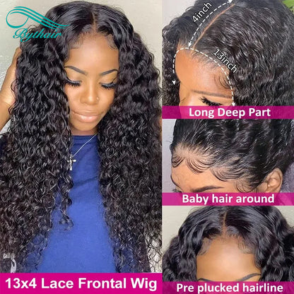 HD Transparent Deep Wave Frontal Wig 13x4/13x6 Curly Lace Front Human Hair Wigs For Women