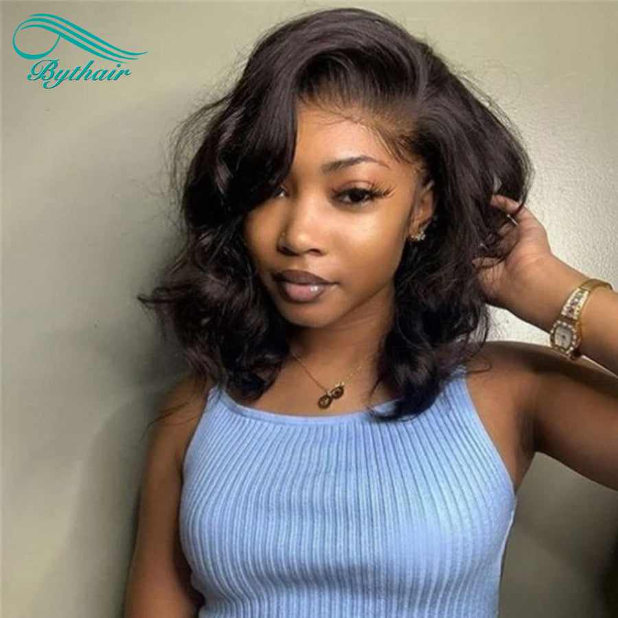 bythairshop Short Loose Wave 5x5 Lace Closure Wig Human Hair Glueless Wig