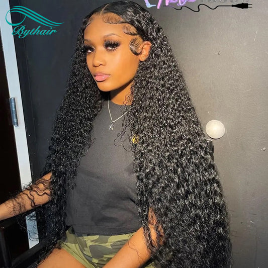 Curly Lace Front Human Hair Wigs for Black Women Pre Plucked 13x4 13x6 Hd Transparent Lace Frontal Wig