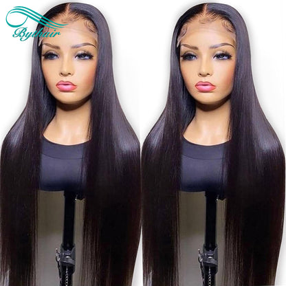 Straight 5x5 Hd Transparent Lace Closure Wigs Human Hair Pre Plucked with Baby Hair For Women