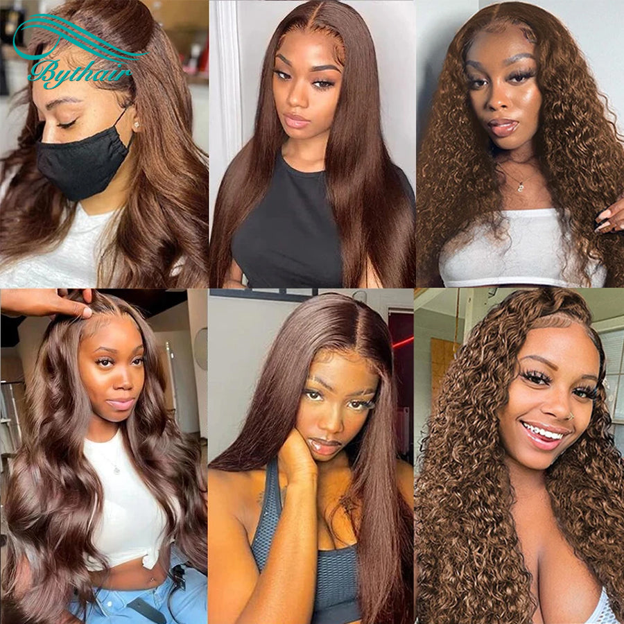 Chocolate Brown Lace Front Wigs Glueless Body Wave 13x4 13x6 Lace Front Human Hair Wigs