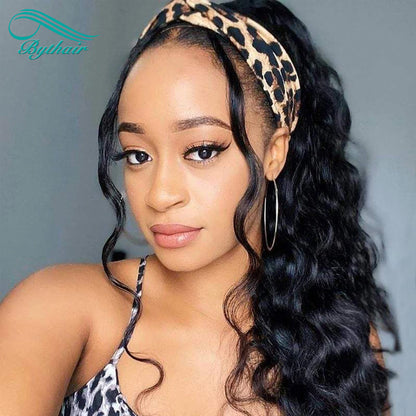 Body Wave Headband Wig Human Hair Glueless Brazilian Ready To Wear Wig bythairshop