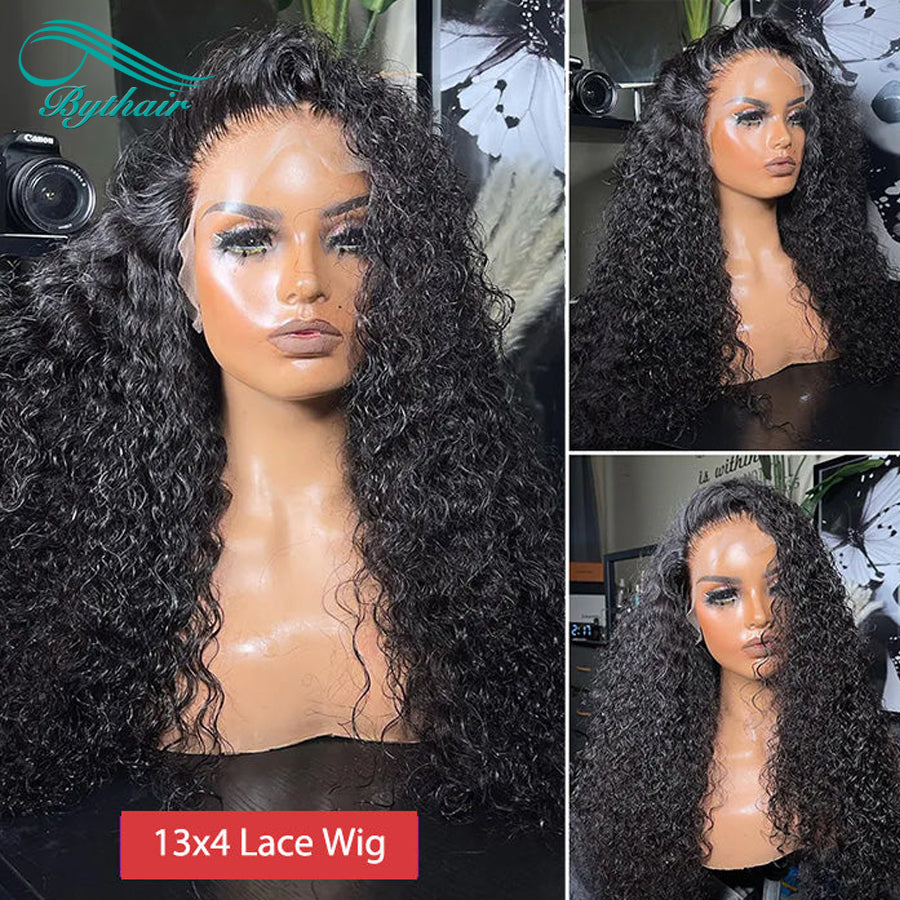 Long Curly HD Transparent 13x4 13x6 Lace Front Wigs Human Hair Pre Plucked Glueless Lace Wigs