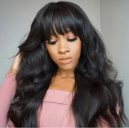 Silk Top Lace Front Wigs Wavy With Bangs 100% Human Hair Silk Base Glueless 13x6 Lace Front Wig