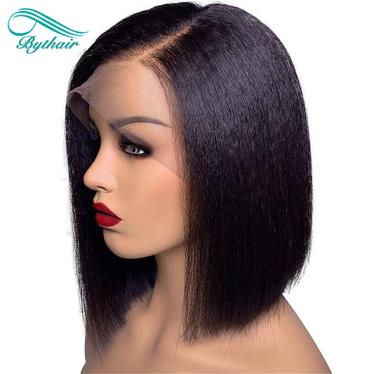 Yaki Straight Bob Wig Human Hair 13x4 13x6 Lace Front Wig Glueless