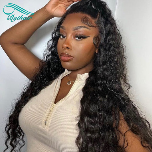 Deep Wave Lace Front Wigs Human Hair Glueless Pre Plucked 13x4 13x6 Hd Transparent Lace Frontal Wig