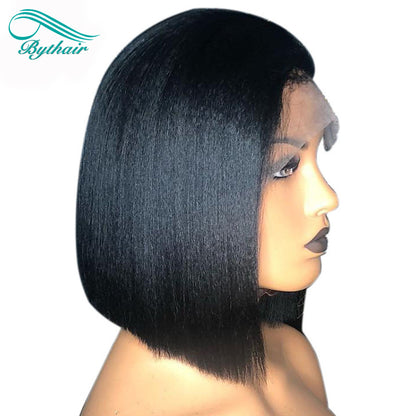 Yaki Straight Bob Wig Human Hair 13x4 13x6 Lace Front Wig Glueless