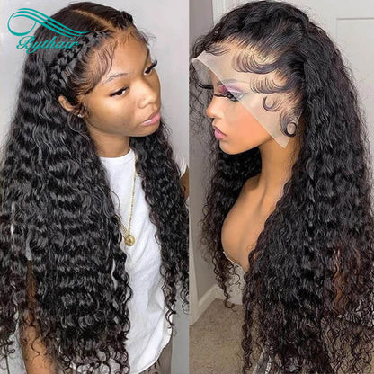 Jerry Curly Lace Front Wig Human Hair Glueless 13x4 13x6 Transparent Lace Frontal Wigs