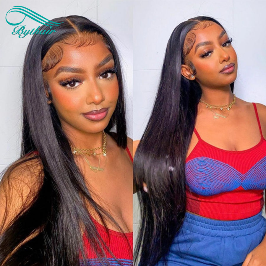 Straight Lace Front Wig Human Hair Glueless 13x4 13x6 Transparent Lace Frontal Wigs