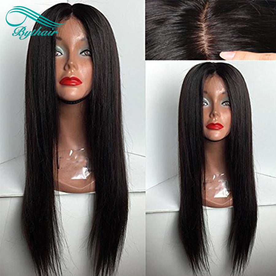 Silky Straight 5"x 5" Silk Top Lace Front Wig Brazilian Human Hair With Baby Hair