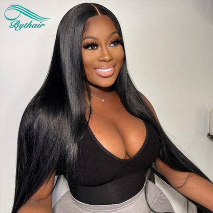 Straight Lace Front Wig Human Hair Glueless 13x4 13x6 Transparent Lace Frontal Wigs