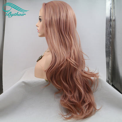 Long Synthetic Lace Front Wig Natural Wavy Cosplay Wigs For Women Heat Resistant Fiber Light Brown Lace Wigs