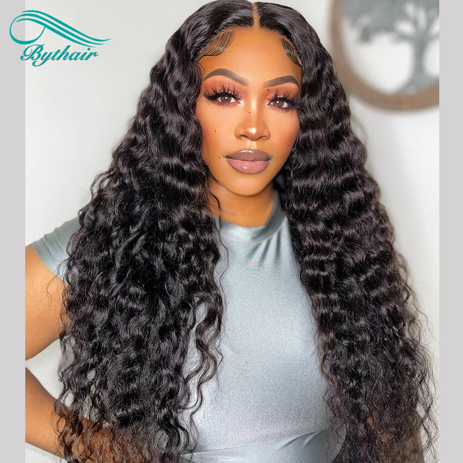 Deep Wave Lace Front Wigs Human Hair Glueless Pre Plucked 13x4 13x6 Hd Transparent Lace Frontal Wig