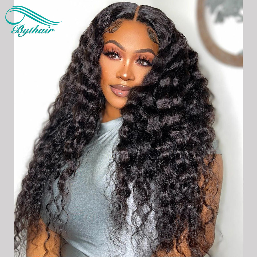 Deep Wave Lace Front Wigs Human Hair Glueless Pre Plucked 13x4 13x6 Hd Transparent Lace Frontal Wig