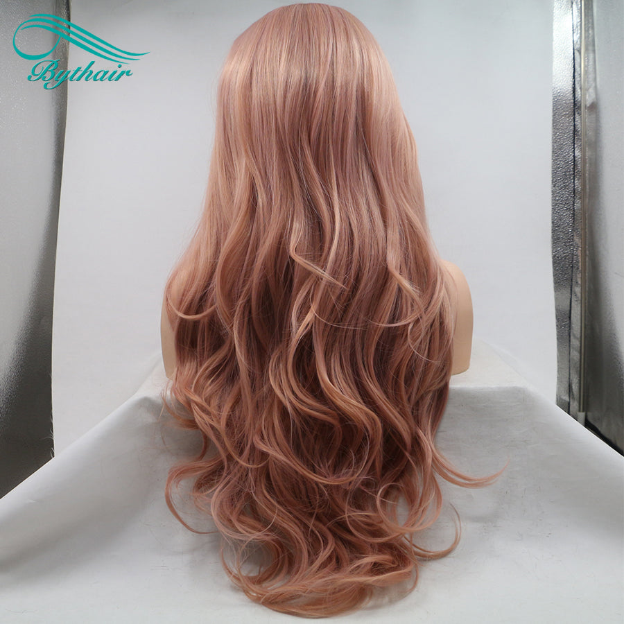 Long Synthetic Lace Front Wig Natural Wavy Cosplay Wigs For Women Heat Resistant Fiber Light Brown Lace Wigs