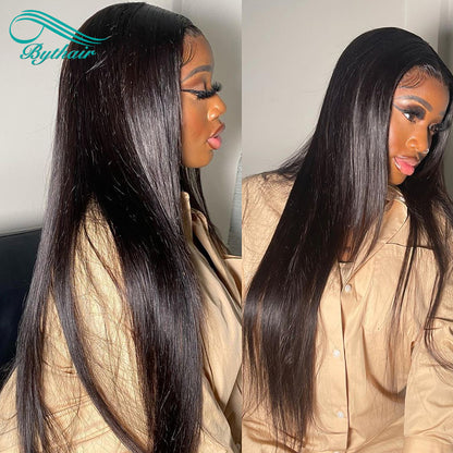 Straight Lace Front Wig Human Hair Glueless 13x4 13x6 Transparent Lace Frontal Wigs