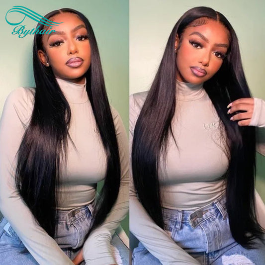 Straight Lace Front Wig Human Hair Glueless 13x4 13x6 Transparent Lace Frontal Wigs