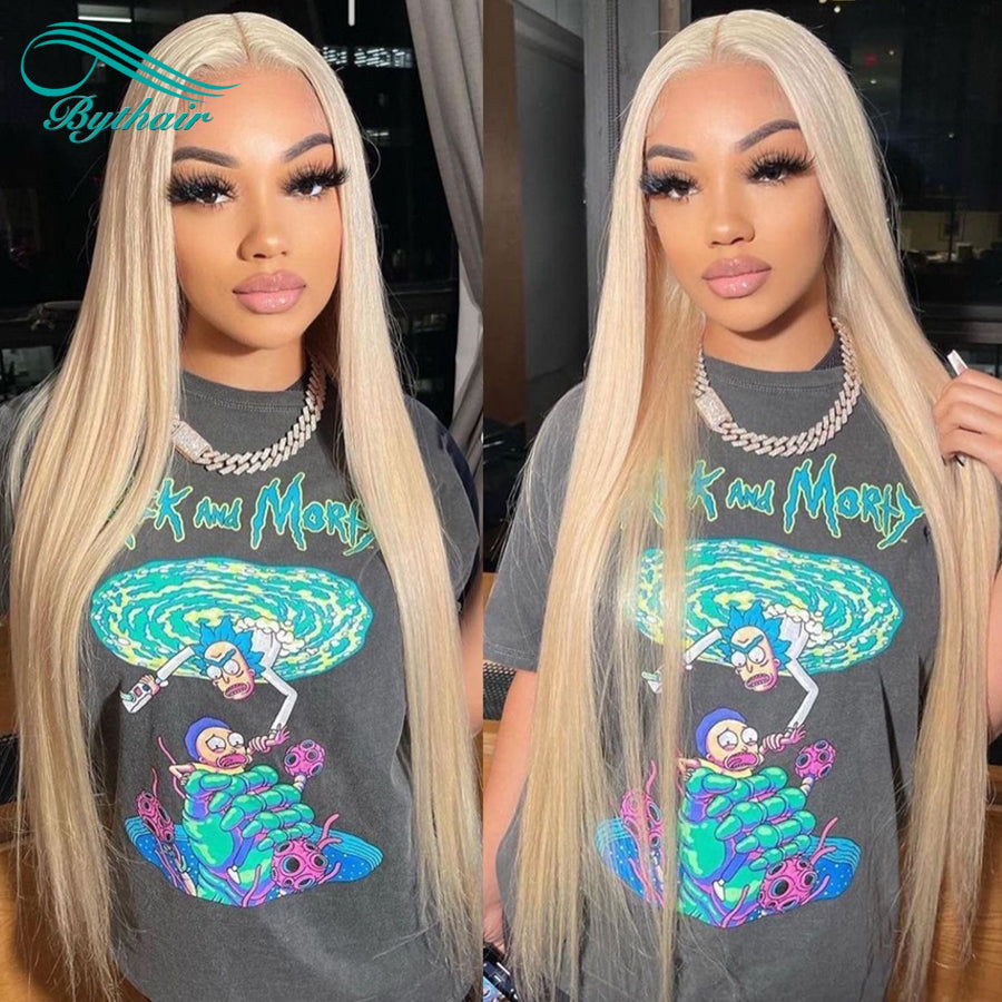 613 Blonde Straight Human Hair Lace Front Wigs Transparent HD Lace Wig