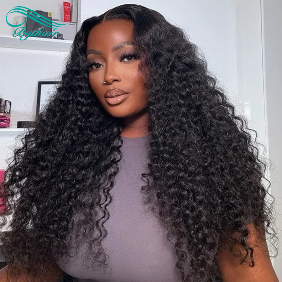 Long Curly Hd Transparent 13x4 13x6 Lace Front Wigs Human Hair Pre Plucked Glueless Lace Wigs