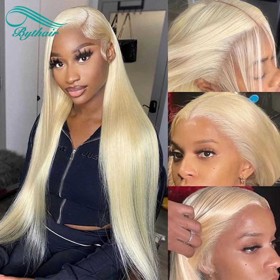 613 Blonde Straight Human Hair Lace Front Wigs Transparent HD Lace Wig