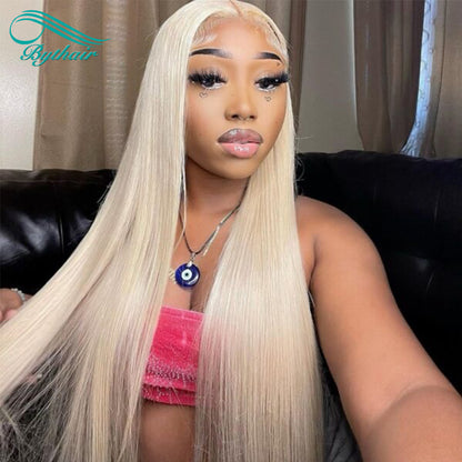 613 Blonde Straight Human Hair Lace Front Wigs Transparent HD Lace Wig