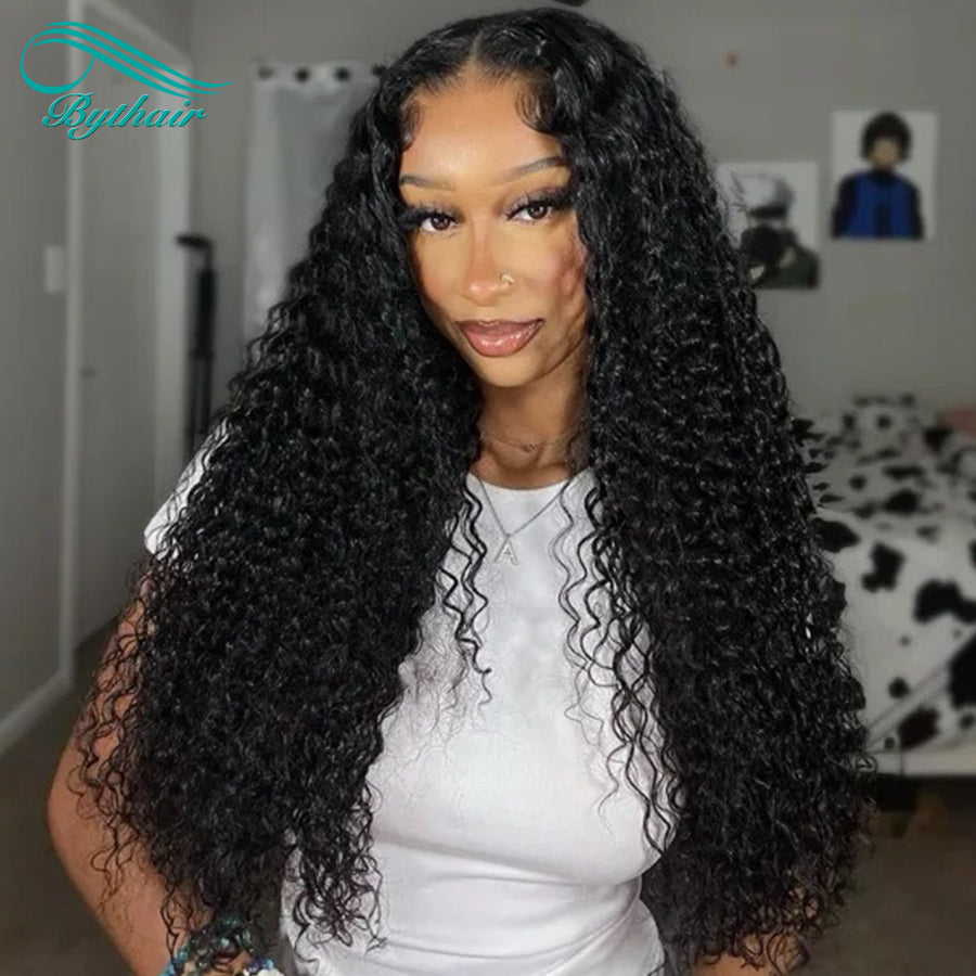 Long Curly Hd Transparent 13x4 13x6 Lace Front Wigs Human Hair Pre Plucked Glueless Lace Wigs