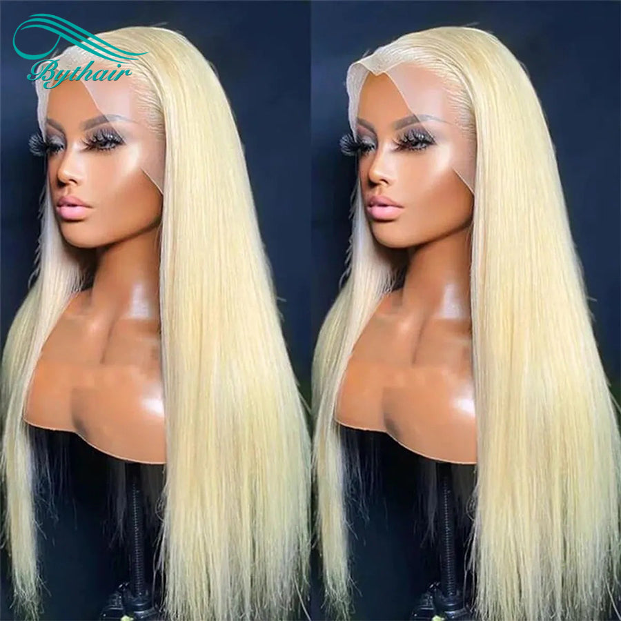 613 Blonde Straight Human Hair Lace Front Wigs Transparent HD Lace Wig