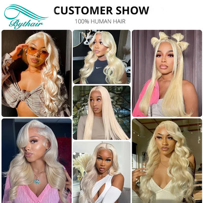 613 Blonde Straight Human Hair Lace Front Wigs Transparent HD Lace Wig