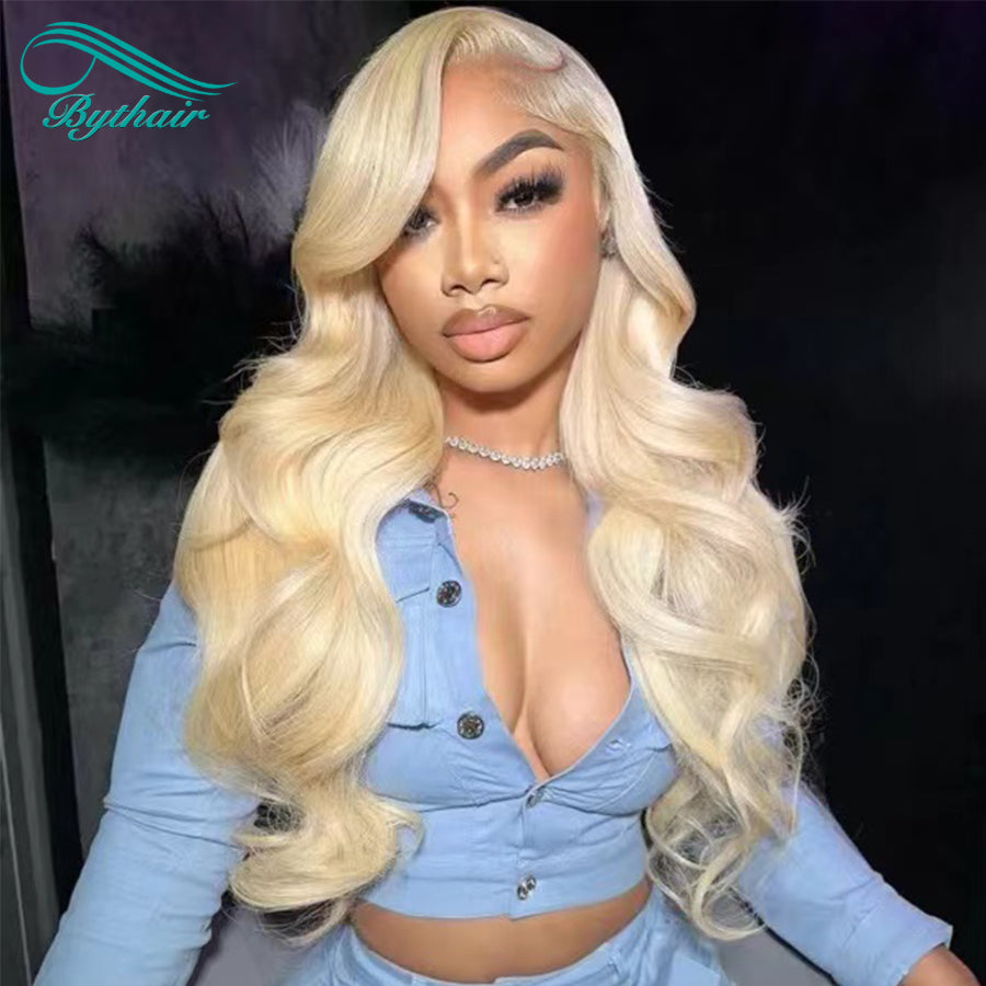 613 Blonde Body Wave Human Hair Lace Front Wigs Transparent HD Lace Wig